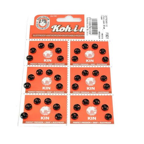 Zatrzaski metalowe Jola 7mm Czarne, 6szt